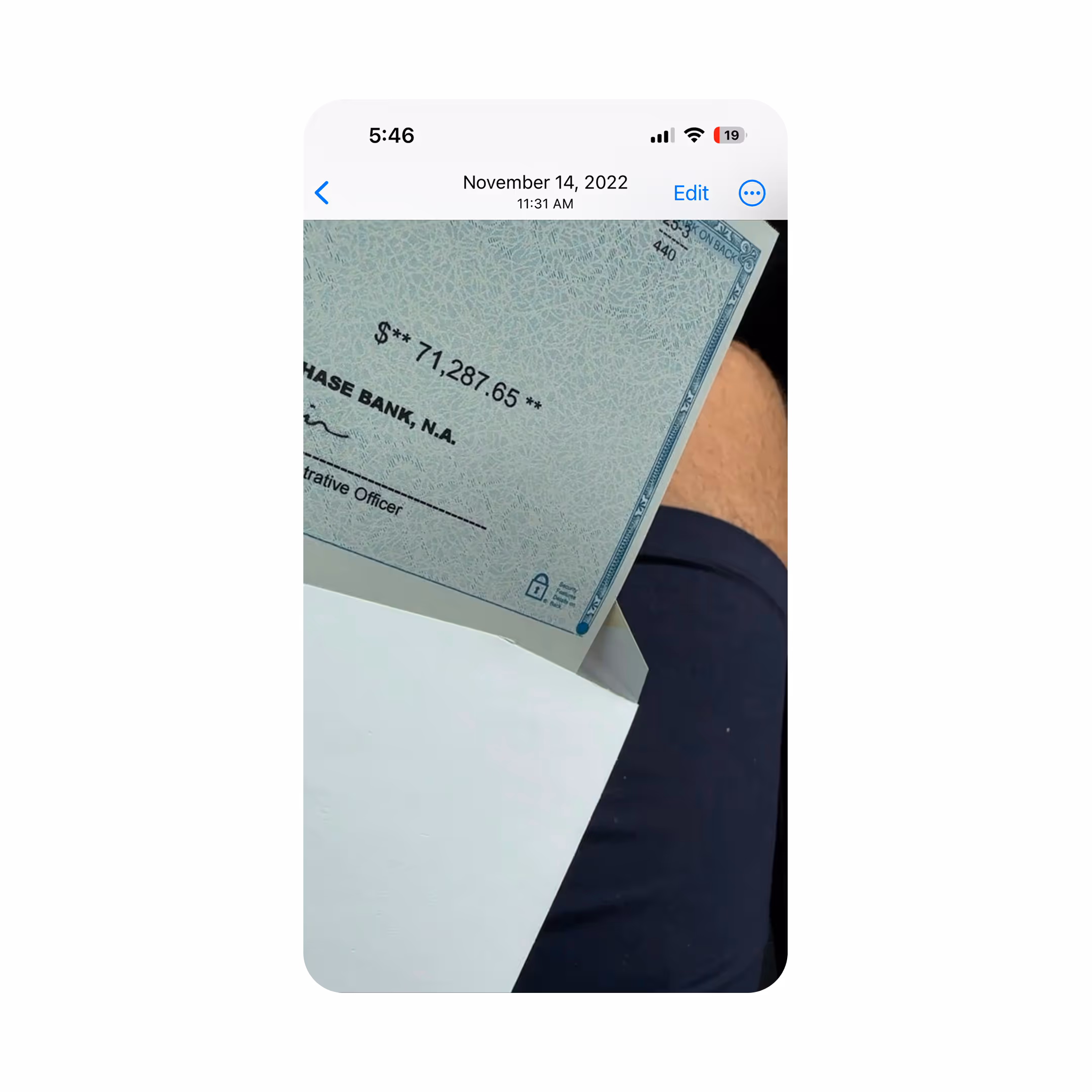 check issued screenshot