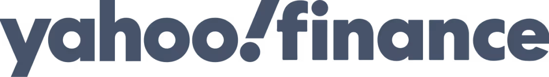 Yahoo Finance logo in dark blue letters with an exclamation mark after yahoo