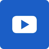 Black play button icon with blue triangle on a solid blue background.