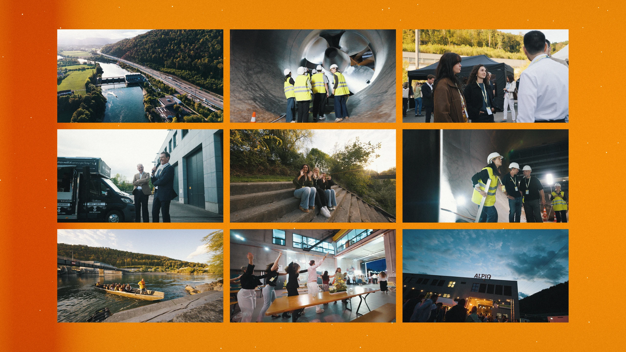Turbine, Kraftwerk und Party am Alpiq Mitarbeiterevent – Standbilder aus dem Aftermovie von Haldelain
