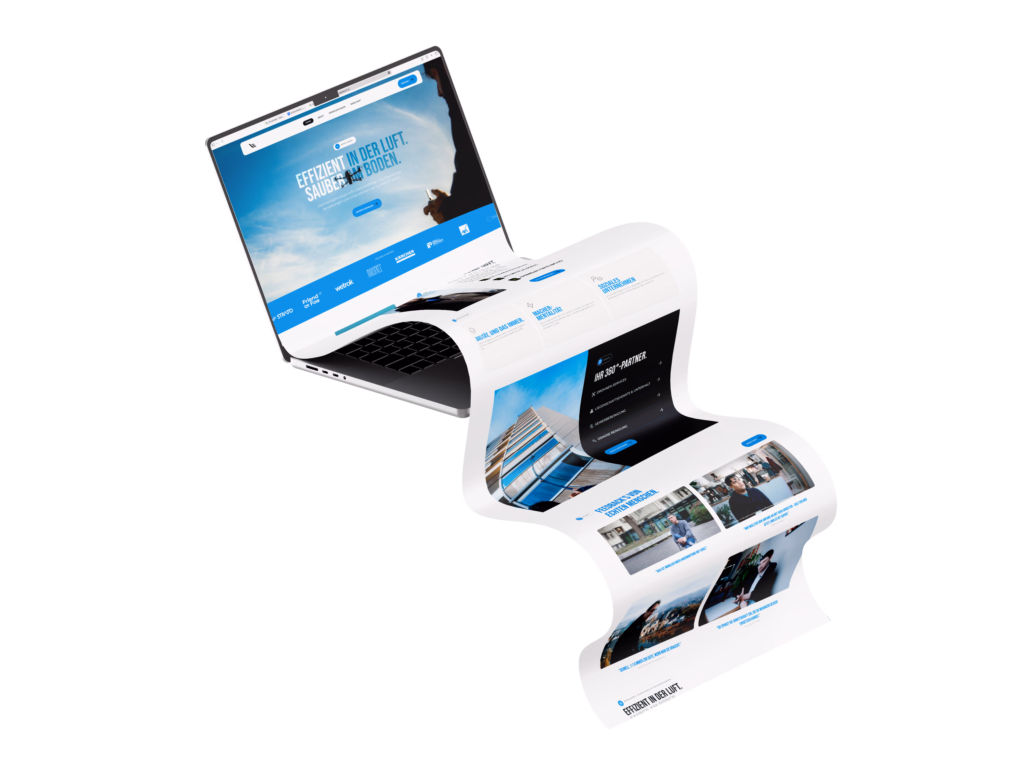 Website der Berner Express auf einem gebogenen Bildschirm-Mockup