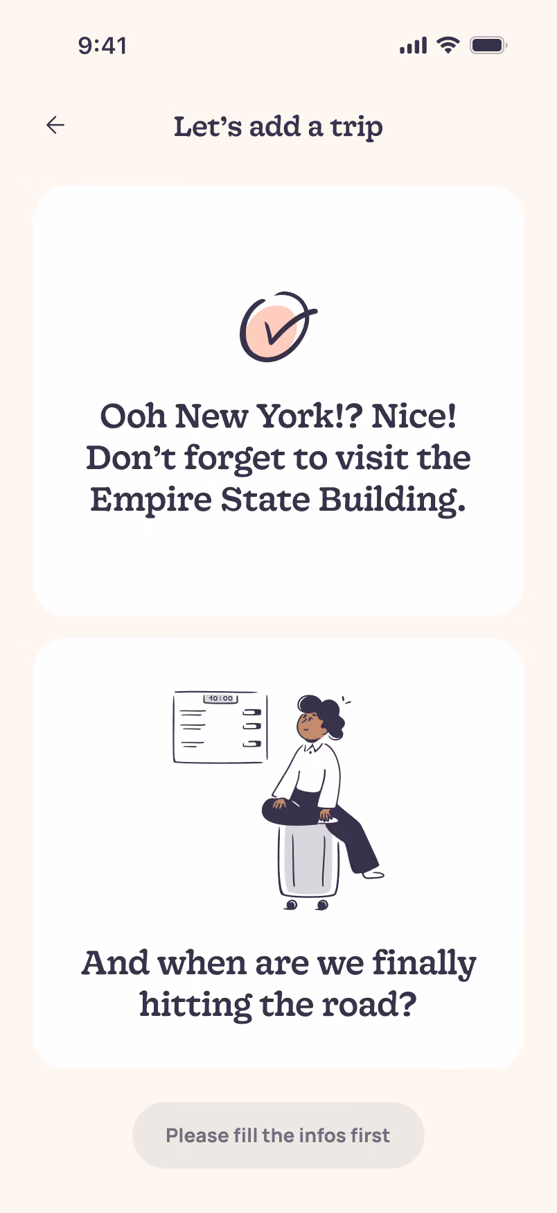 Add trip, step 2