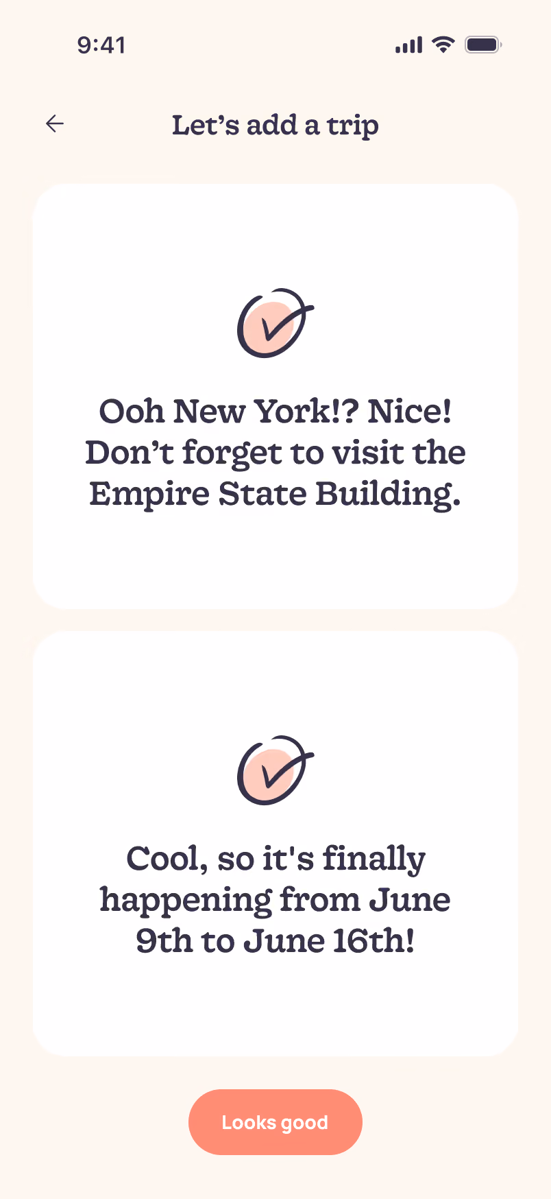 Add trip, step 3