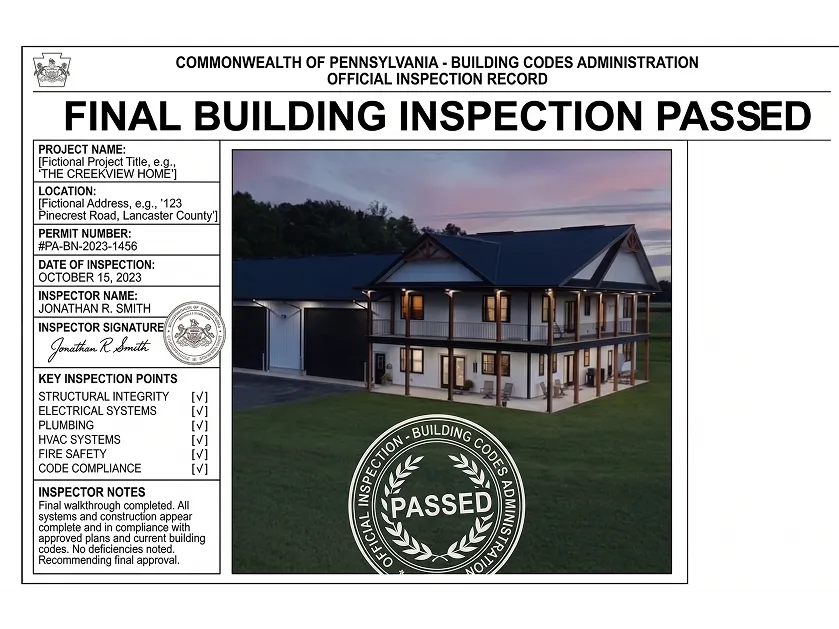 Official inspection record showing a final building inspection passed.