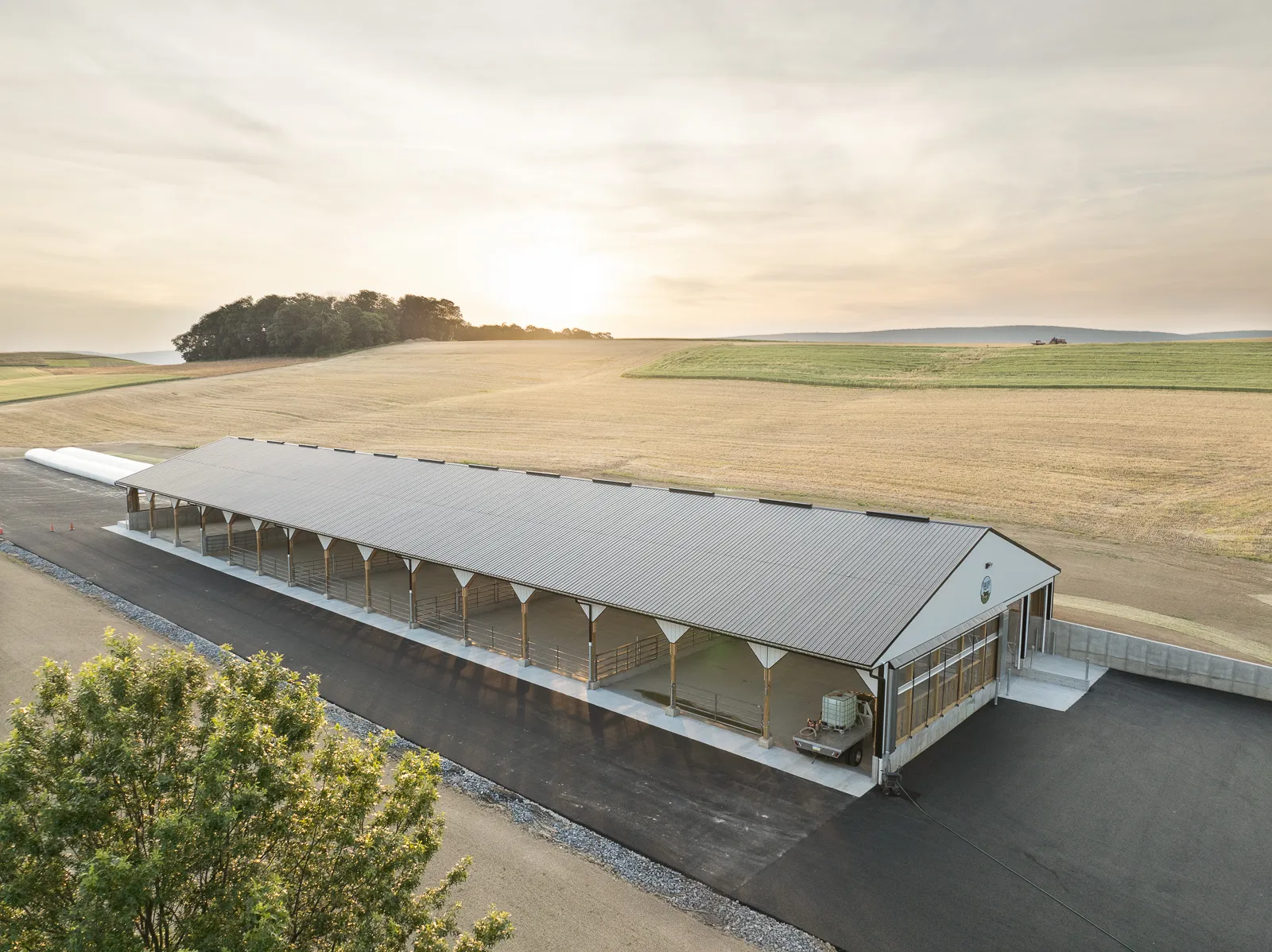 Large custom commercial agriculatural barn designed and built by Creek View Construction