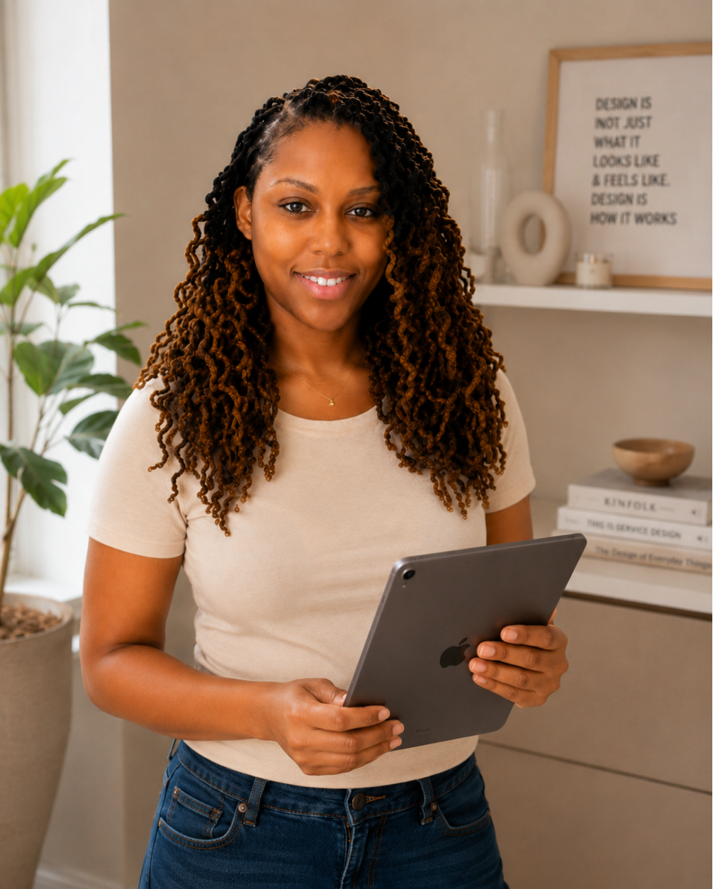 Shannon Jones working at her desk