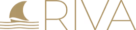 Logo with stylized sailboat above the word RIVA in elegant uppercase letters.