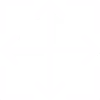 White arrows pointing up, down, left, and right inside a square frame on black background.