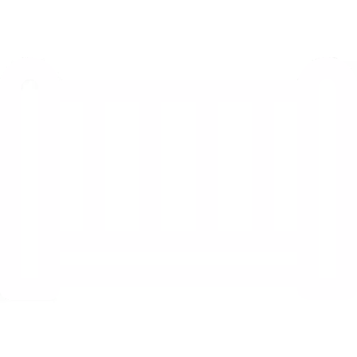 White icon of a baby crib with vertical slats and rounded corners on a transparent background.