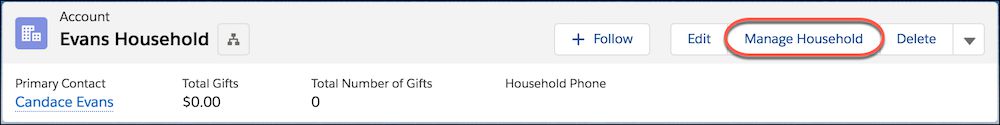 How do I add Contacts to a household or split a household in NPSP