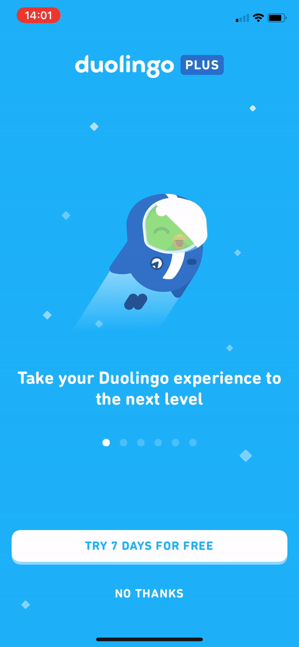 duolingo premiuim plus upgrade prompt in-app messaging