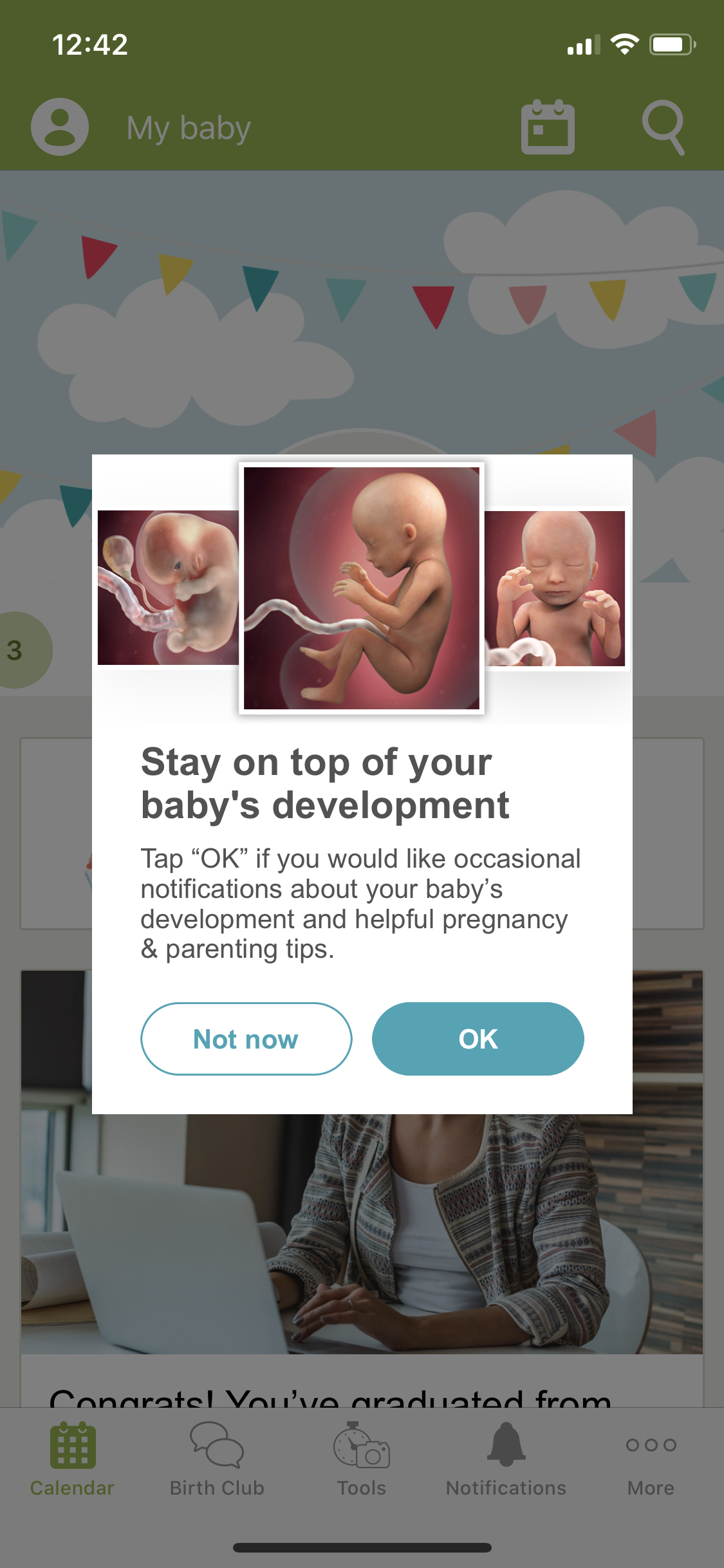 pregnancy mobile app screenshot 