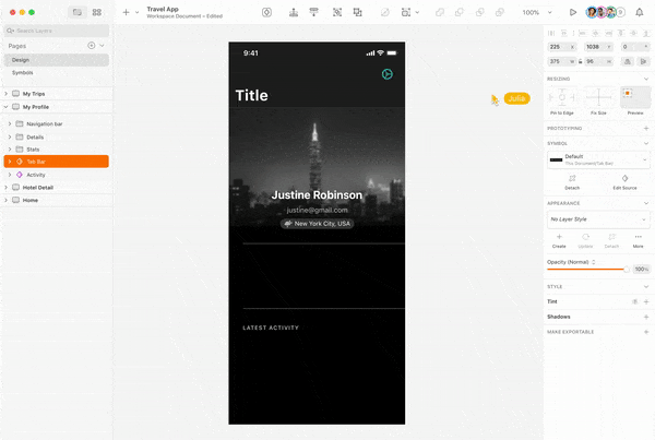 Showing off Sketch collaborative design functionality in a GIF