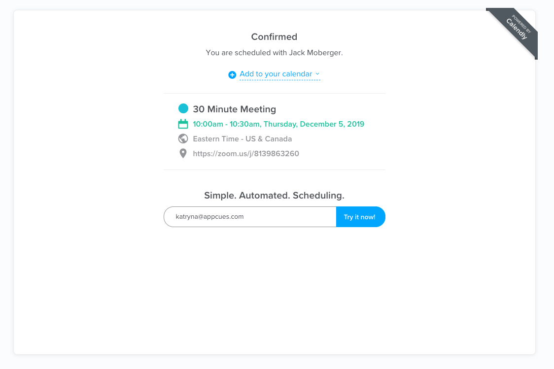 calendly scheduled meeting confirmation