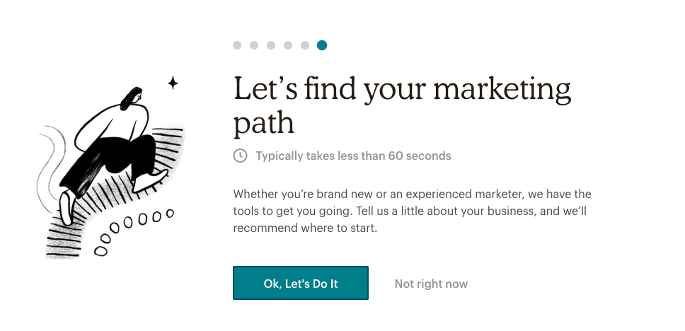 mailchimp's onboarding flow with personalization