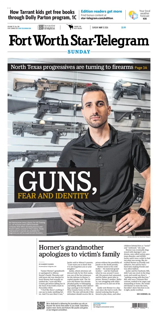 Fort Worth Star-Telegram Sunday front page, May 3 2026, featuring L4A founder Ike Hajinazarian