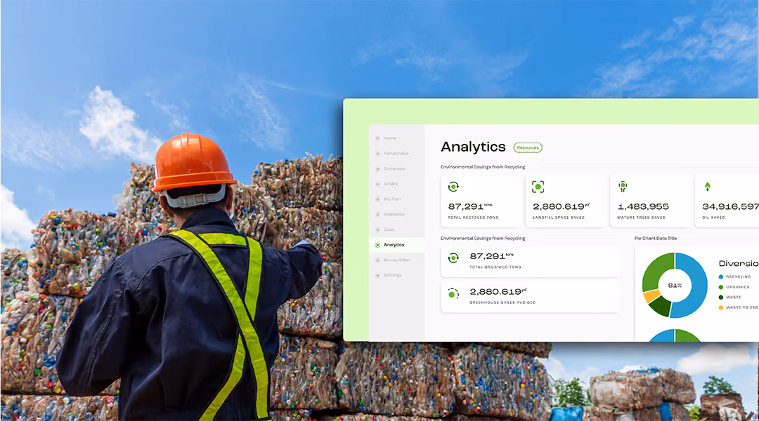 Graphic illustrating waste tracking and reporting for businesses