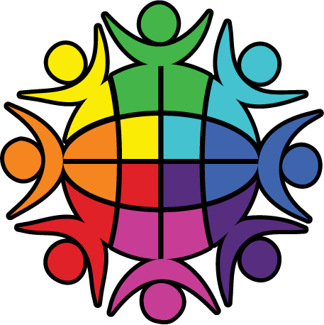 Colorful ILG icon represented by six human figures around a star, symbolizing community and diversity.