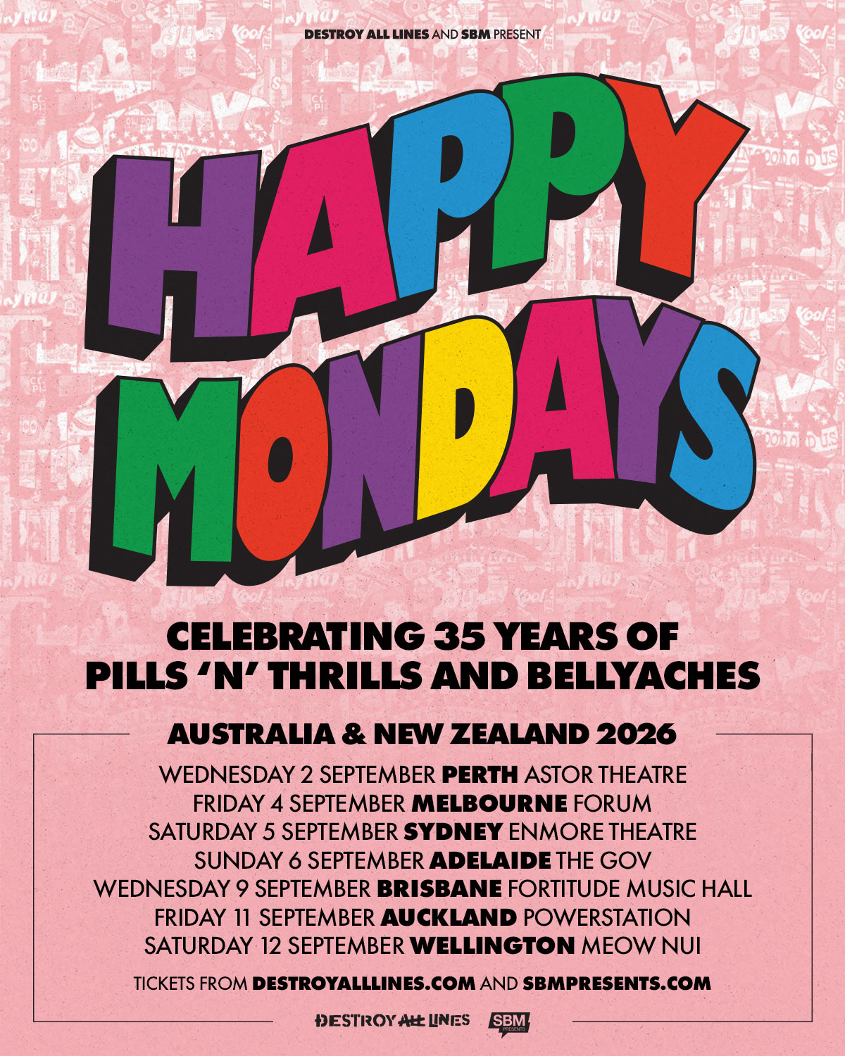 Happy Mondays 2026 Tour poster