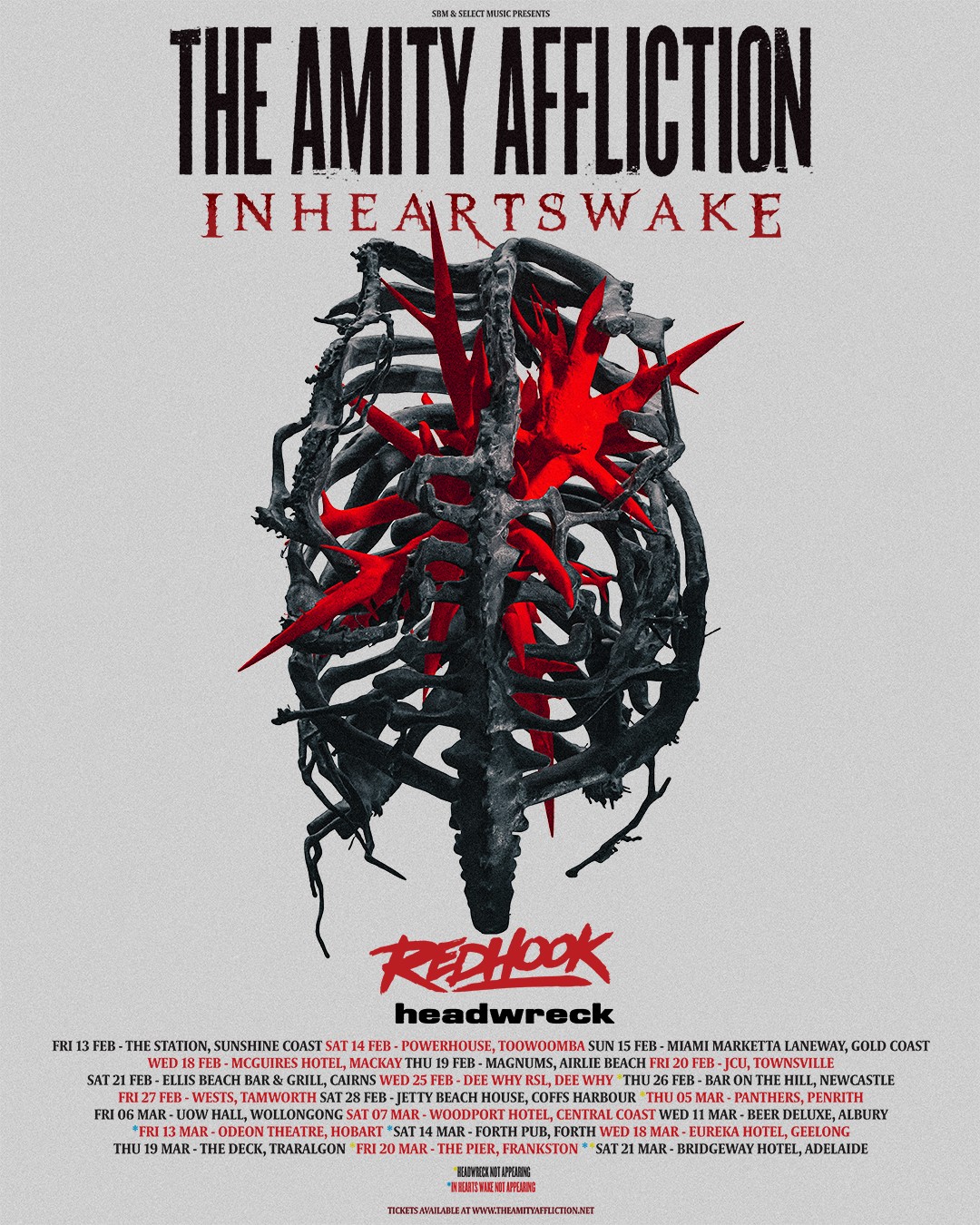 The Amity Affliction 2026 Tour poster