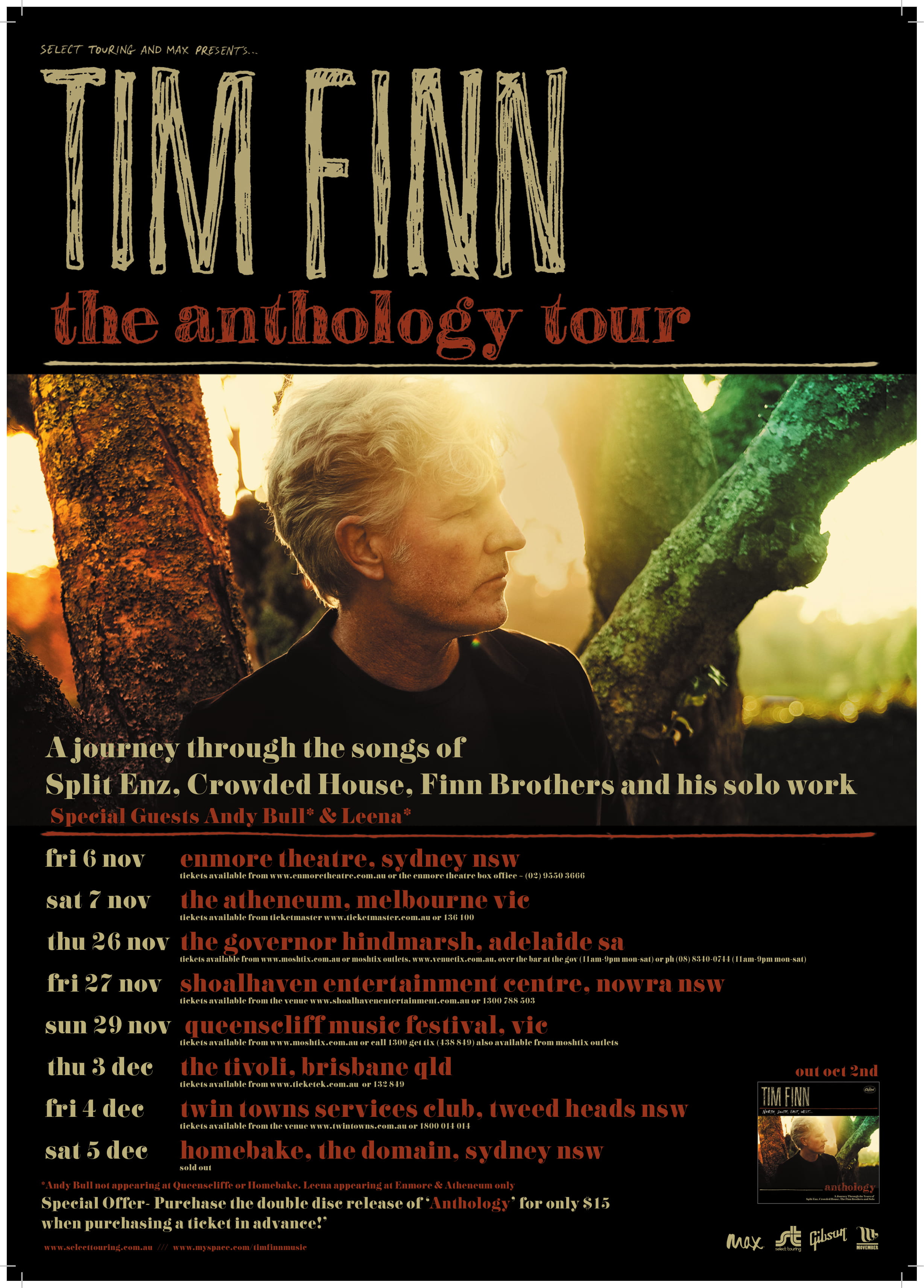 Tim Finn tour poster