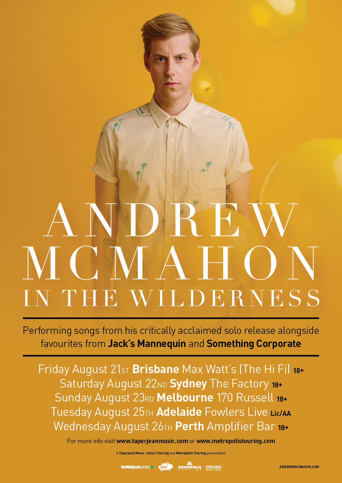 Andrew McMahon In The Wilderness tour poster