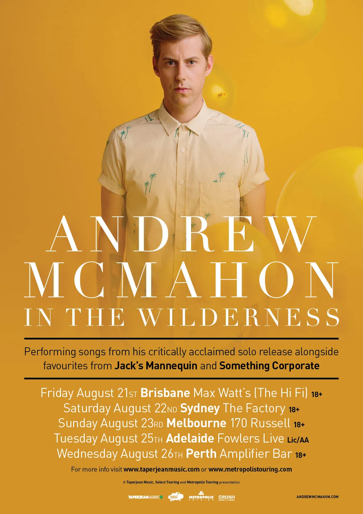 Andrew McMahon In The Wilderness tour poster
