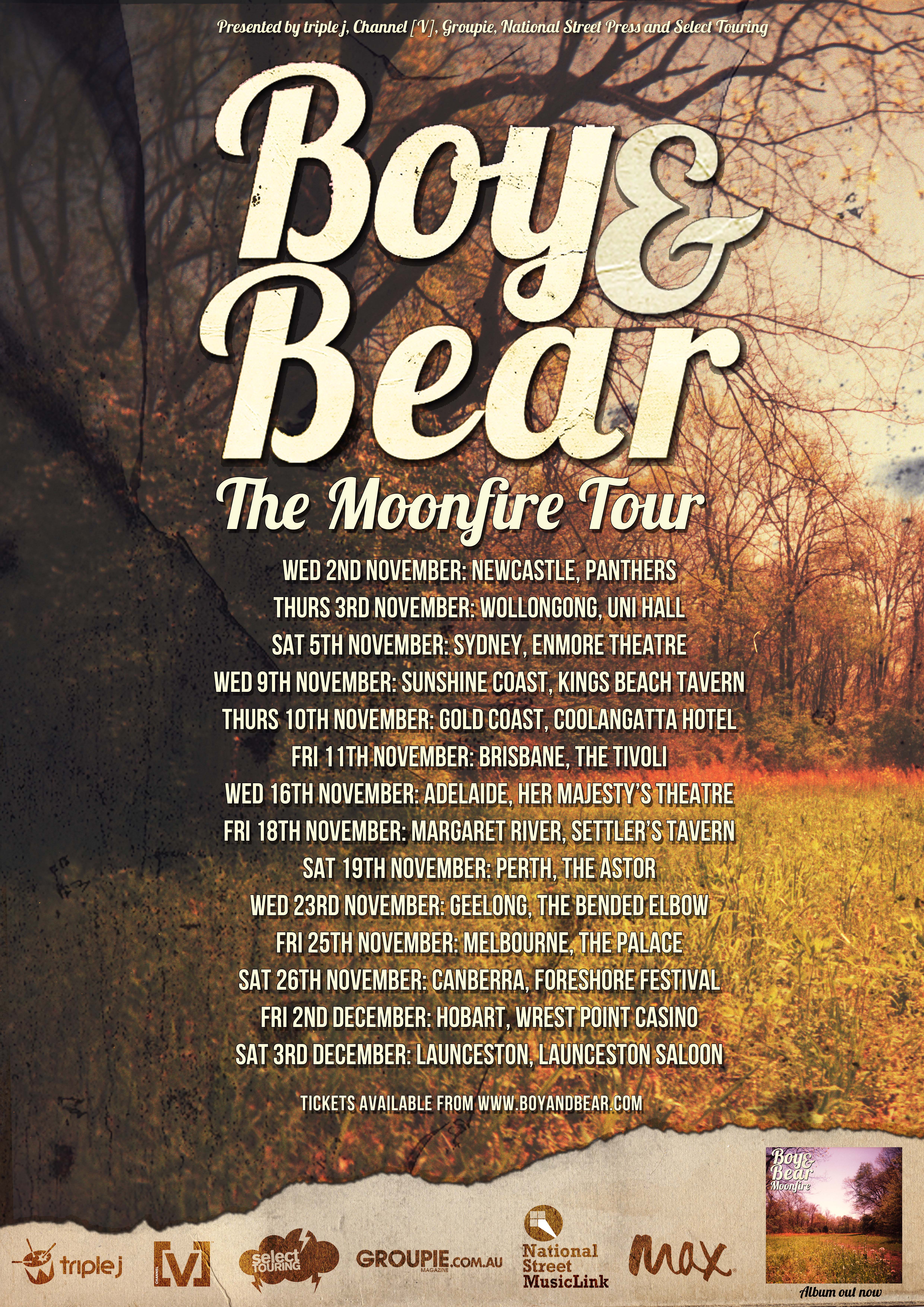 Boy & Bear tour poster