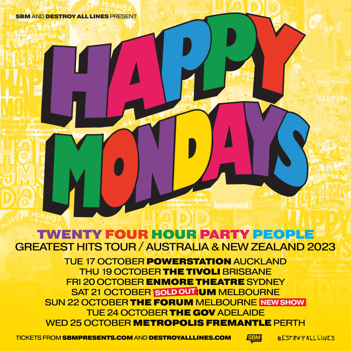 Happy Mondays – 2023 tour poster