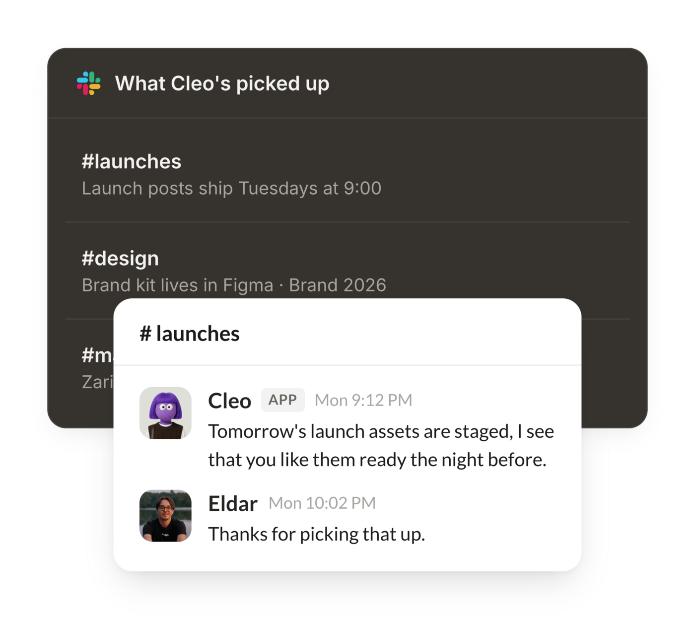 Skydive agent recap in Slack