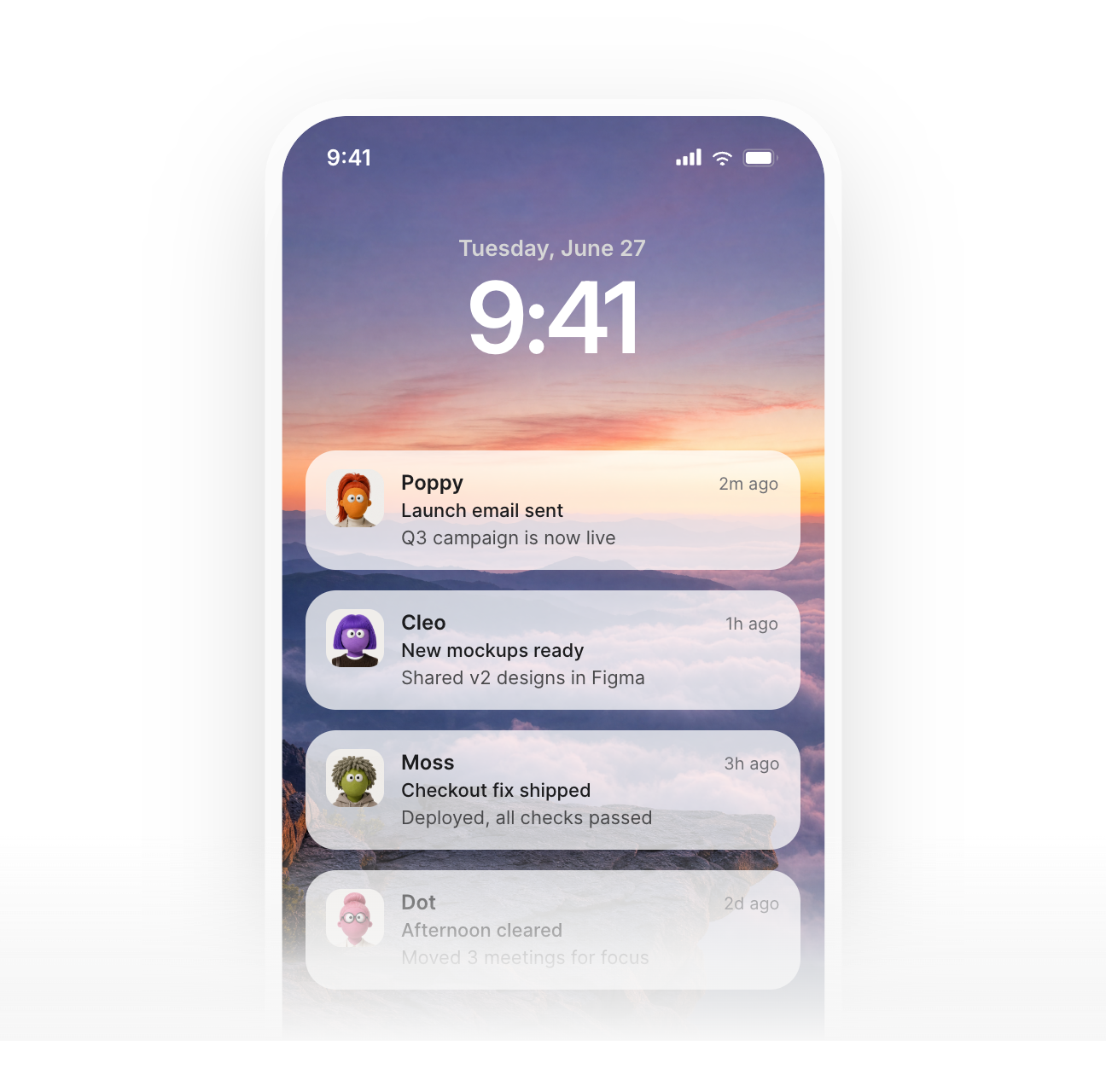 Phone lock screen with agent notifications