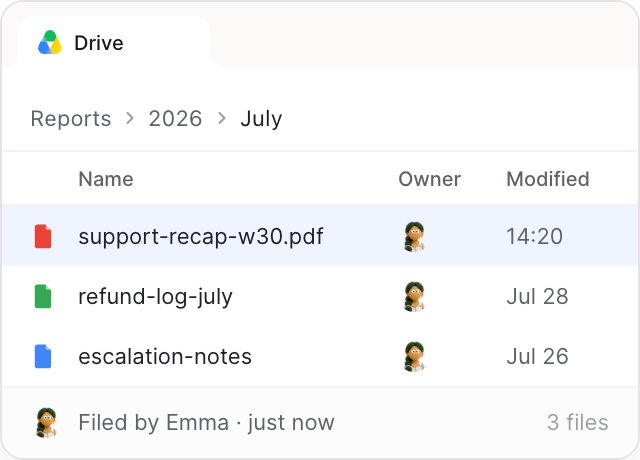 Google Drive files filed by an agent