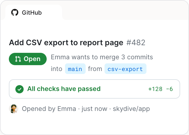 GitHub pull request opened by an agent