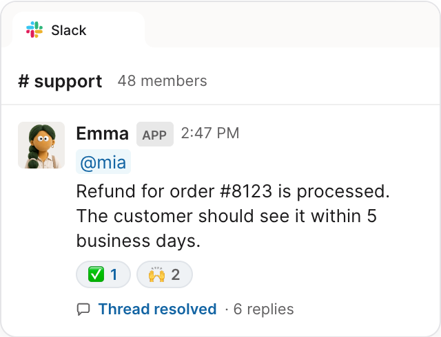 Slack thread resolved by an agent