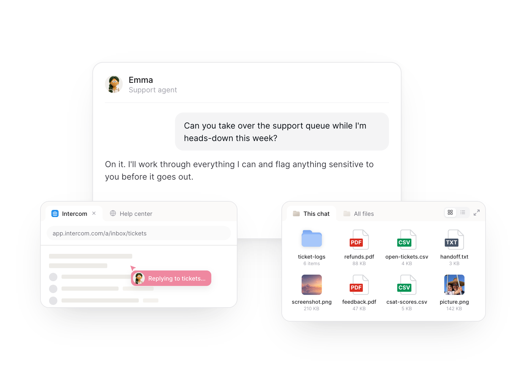 Agent working across Intercom and files