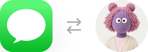 iMessage icon connected to a Skydive agent avatar