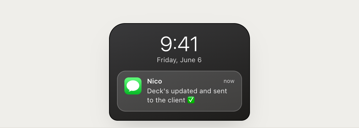 Phone notification from an agent that a task is done