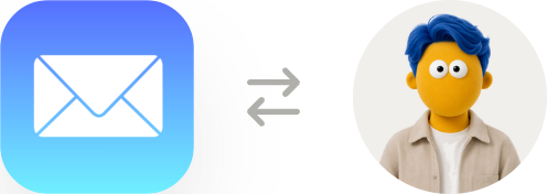 Mail icon connected to a Skydive agent avatar