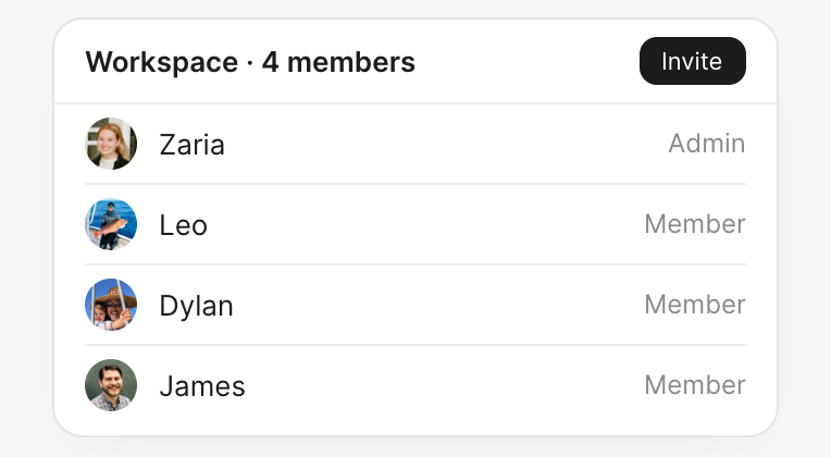 Shared workspace members