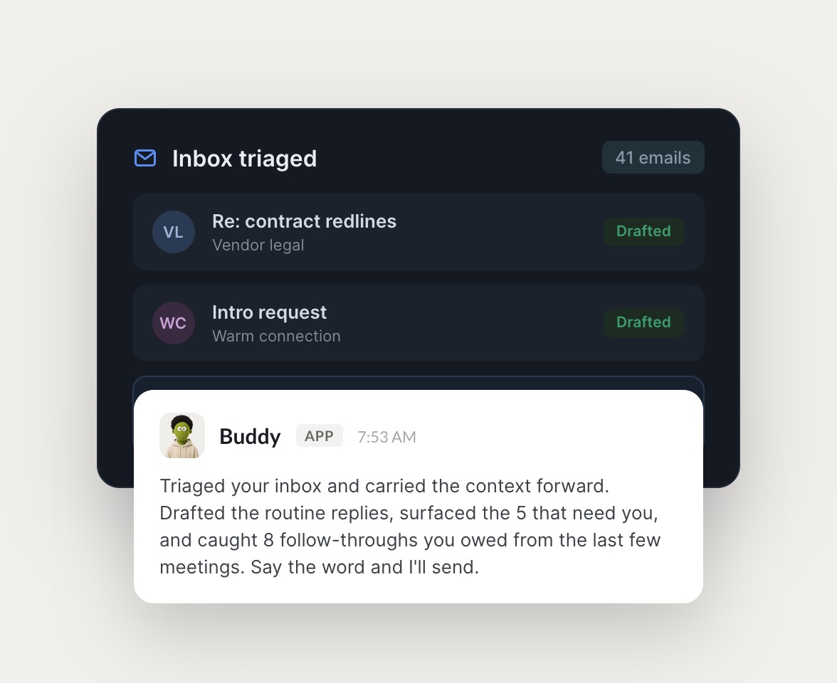 Skydive agents at work in Slack