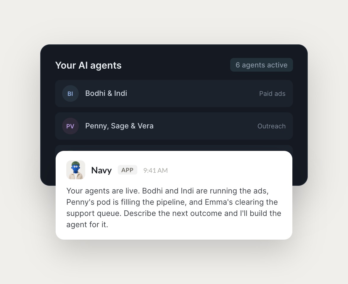 Skydive agents at work in Slack