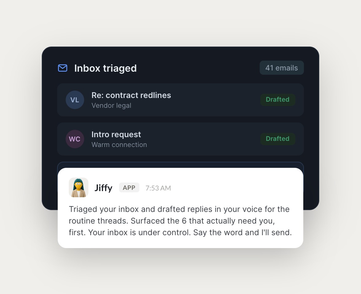 Skydive agents at work in Slack