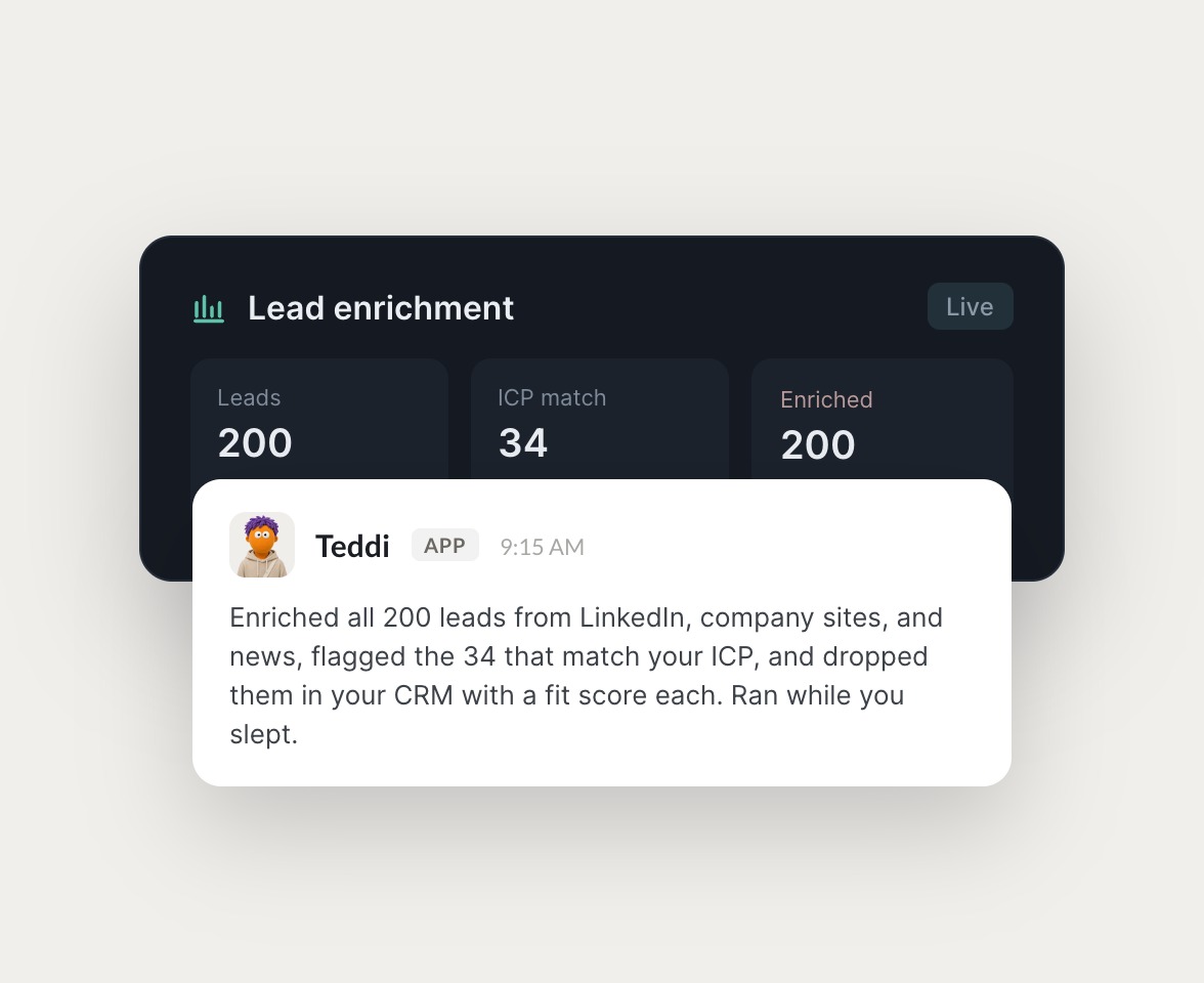 Skydive agents at work in Slack