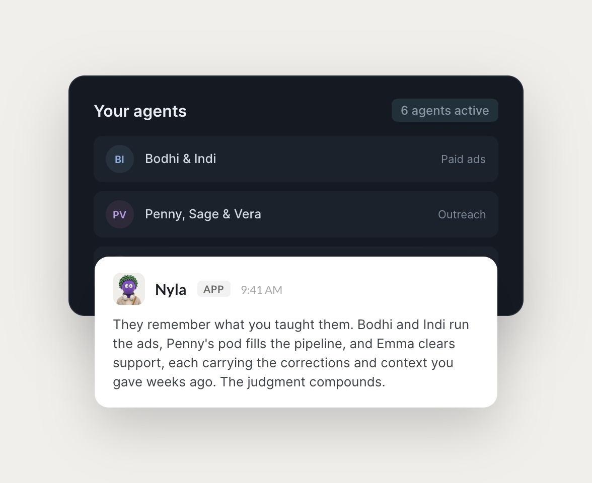 Skydive agents at work in Slack