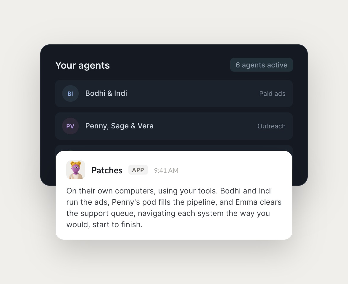 Skydive agents at work in Slack