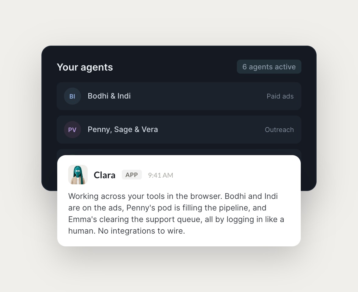 Skydive agents at work in Slack