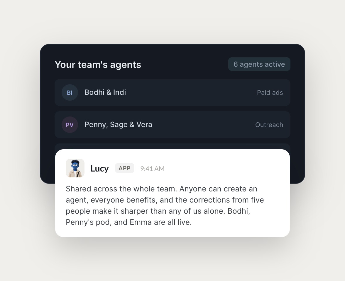 Skydive agents at work in Slack