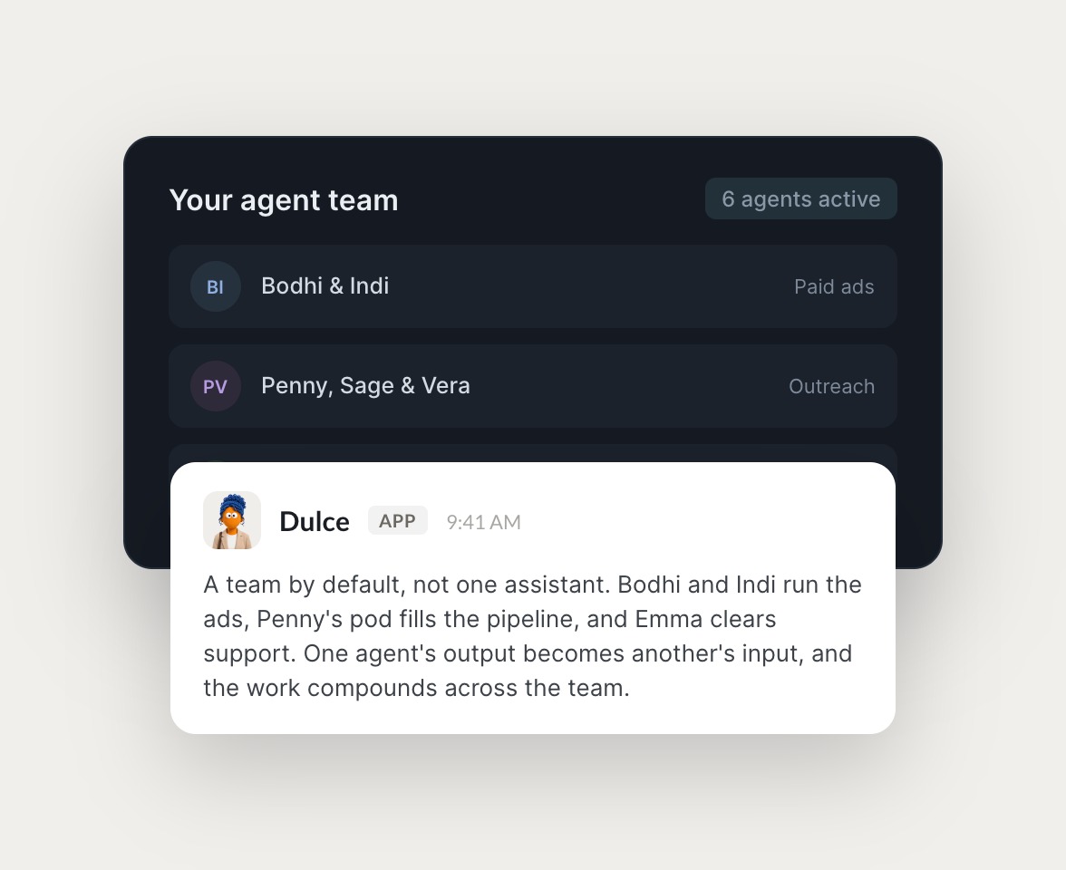 Skydive agents at work in Slack