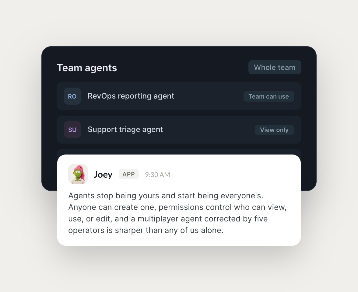 Skydive agents at work in Slack