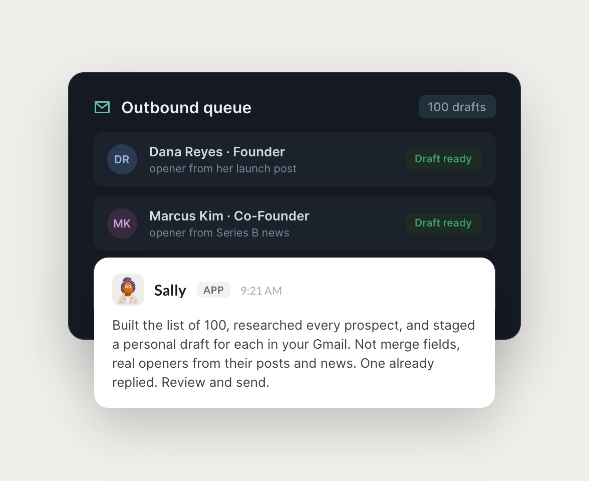 Skydive agents at work in Slack